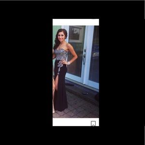 Black sweetheart beaded prom dress